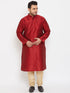 Vastramay Men's Plus Size Maroon Silk Blend Kurta Pyjama Set